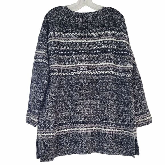 J. Jill Grey Textured-Stripes Marled Sweater Size M - Picture 8 of 9